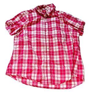 Women's White & Cherry Red Short Sleeve Shirt Size XL